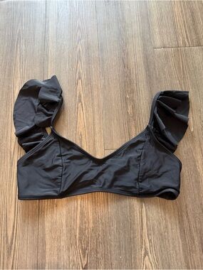 Black Ruffled Bikini Top